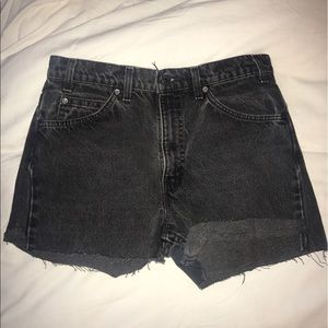 Black vintage cutoff Levi denim shorts 30